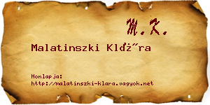 Malatinszki Klára névjegykártya